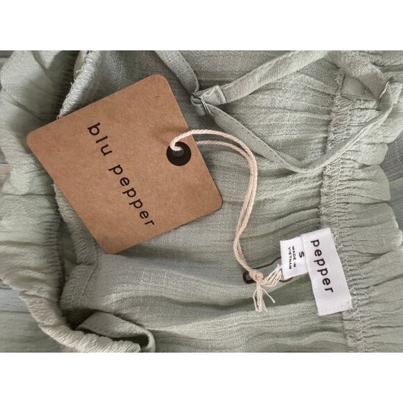 Blu Pepper Anthropologie | NWT Light Green Crepe Ruffle Tank Top | Size Small - Picture 7 of 10